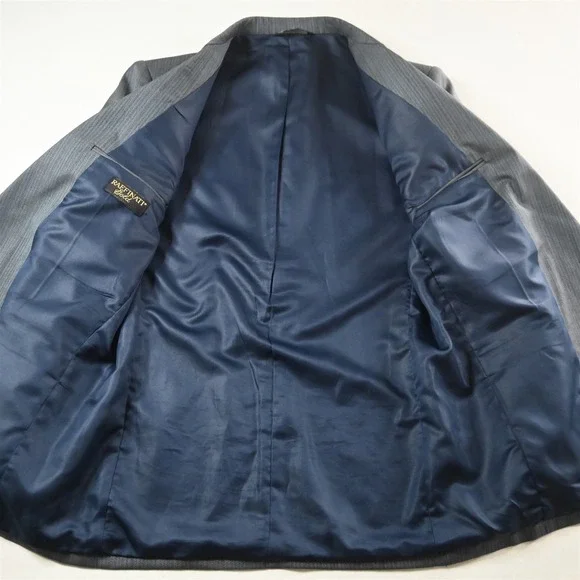 Raffinati 42L 34x32 Blue Herringbone Mens Jacket Pants Suit